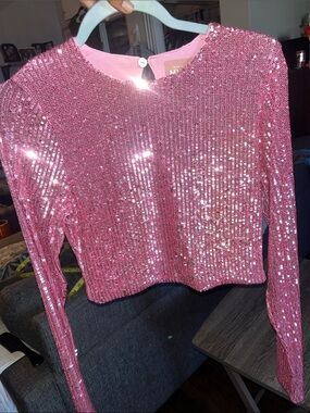Show Me Your Mumu Pink Disco Sequin Crop Top